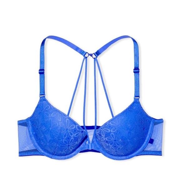 Victoria’s Secret Lace Demi Bra Blue Floral Mesh Size 36B - Picture 10 of 11